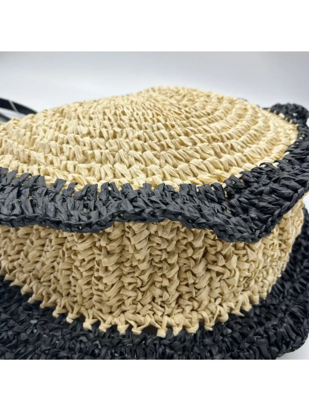 Urban Expressions Natural and Black Indy Tote Bag with Ruffle Edges